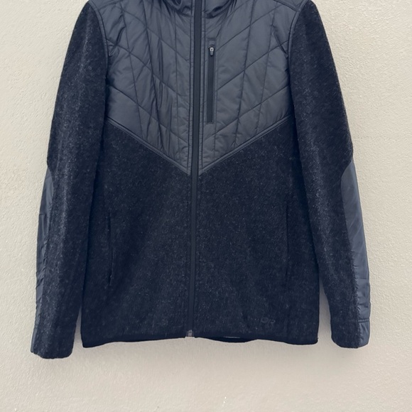 Outdoor Research Women's Cyprus Hooded Jacket Zip Up Hybrid Wool Outdoor Black L - Picture 7 of 15